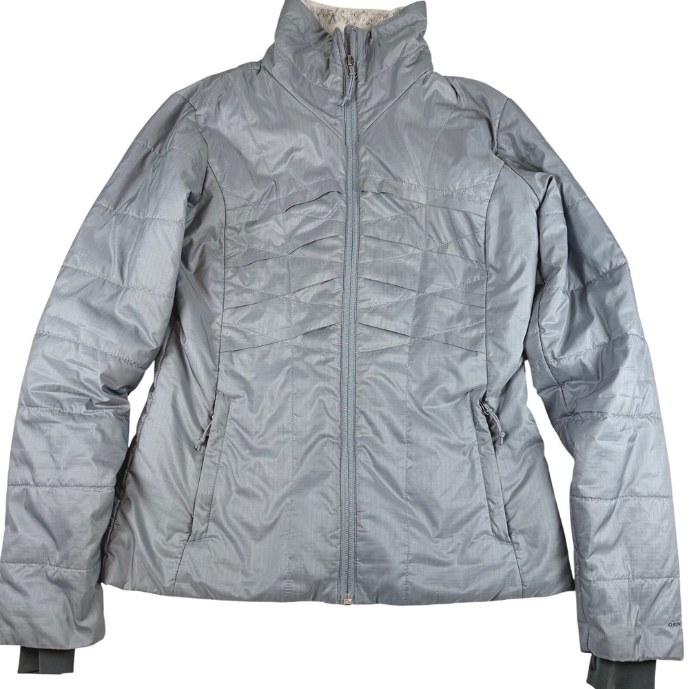 Columbia Omni-Heat Grey Ripstop Puffer Jacket Womens‎ XS Full Zip Insulated Coat